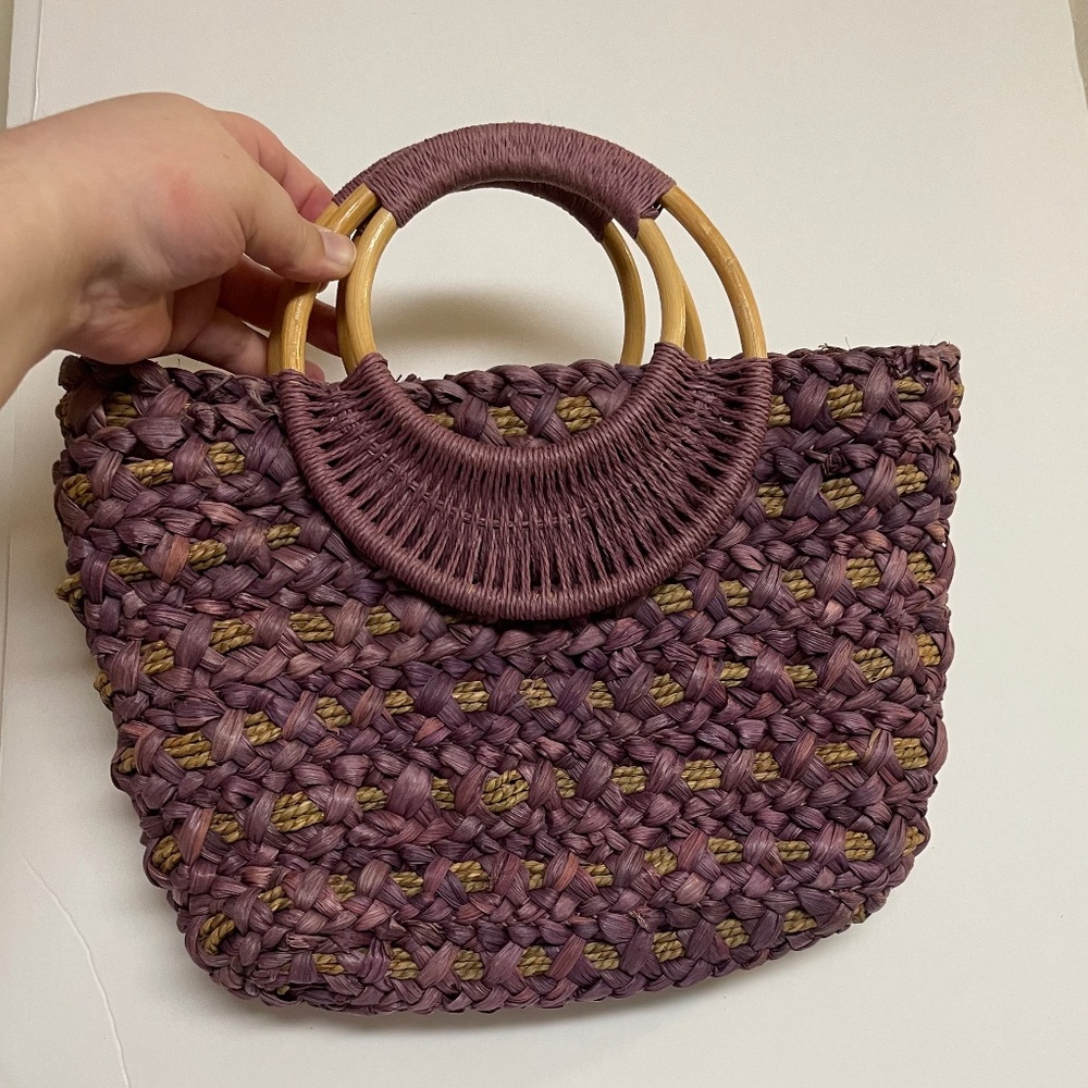 Purple Woven Cornhusk Bag